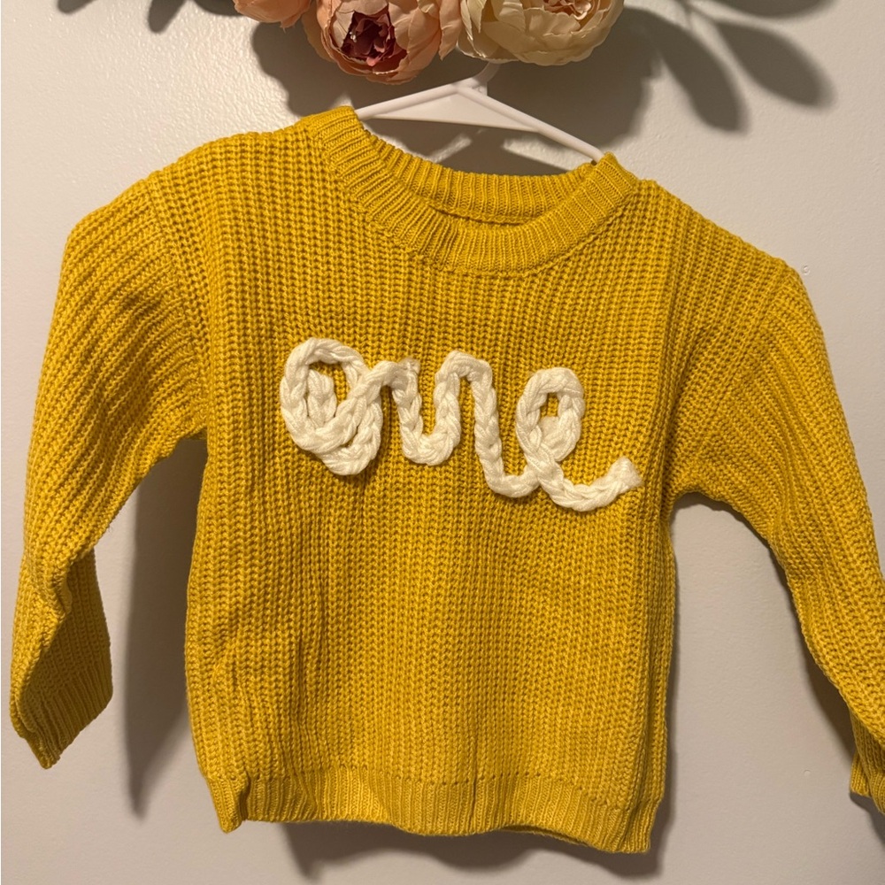 Amazon Kids Yellow Sweater with White Text